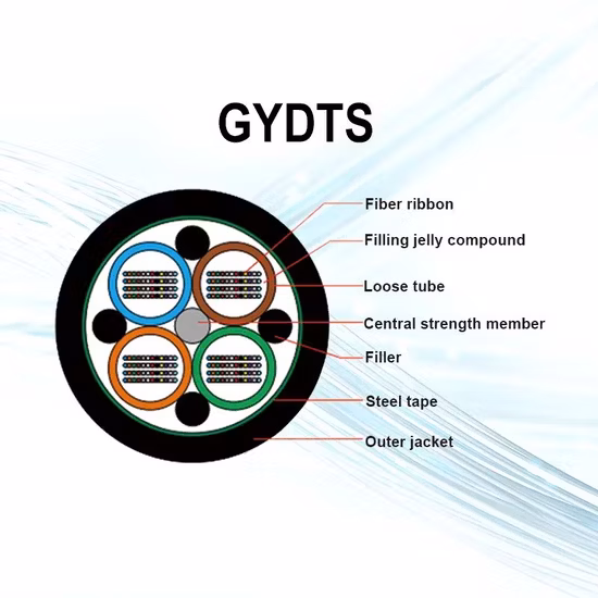 GYTC8S 그림 8 주름진 강철 테이프 외장과 꼬인 느슨한 튜브가 있는 광학 공중 섬유 케이블